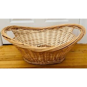 Natural Material Woven Gift Laundry Hamper Farmhouse Basket Cottage Core NEW